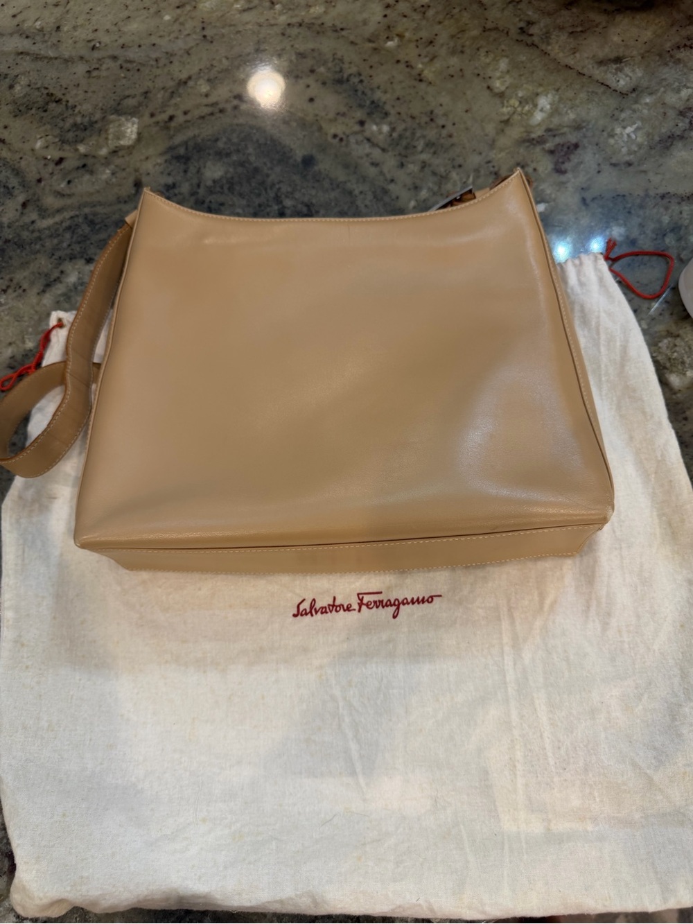 Salvatore Ferragamo Tan Smooth Leather Shoulder Bag